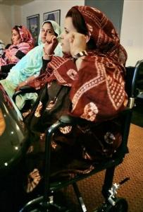 Naba Deddah El Meki, left, and Al Afia Hammidi,