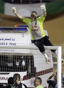 Samir Hadjaoui of Algeria's Entente celebrates after beating WA
