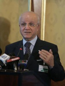 Algeria's Foreign Minister Mourad Medelci speaks during a news