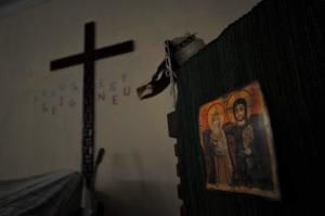 Icons are pictured in a Protestant church on June