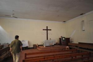 An Algerian Bishop of Protestants' church Moustapha Krim walks