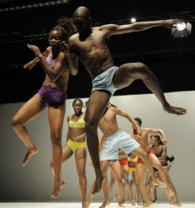 Dancers from the Compagnie Heddy Maalem perform a scene