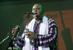 Maalem Madjbar of Algeria performs during the Alger Festival