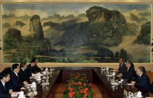 Algeria's President Abdelaziz Bouteflika (R) meets with China's President