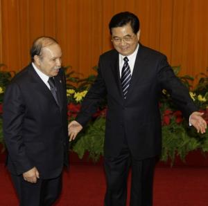 Algeria's President Abdelaziz Bouteflika (L) meets with China's President
