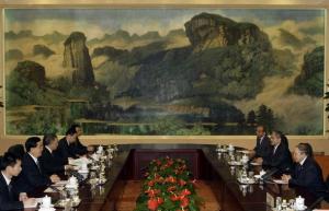 Algeria's President Abdelaziz Bouteflika (R) meets with China's President