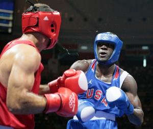 US boxer Deontay Wilder (R) fights against Algeria's Abdelaziz