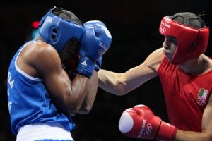 Algeria's Newfel Ouatah (R) fights against Venezuela's Jose Payares