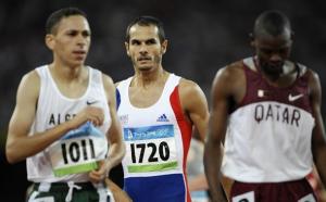(From L) Algeria's Tarek Boukensa, France's Mehdi Baala and