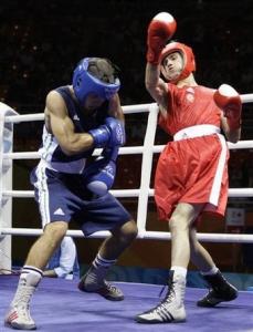 Yakup Kilic of Turkey, right, fights Abdelkader Chadi of