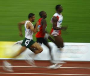 Nabil Madi of Algeria (L), Boaz-Kiplagat Lalang of Kenya
