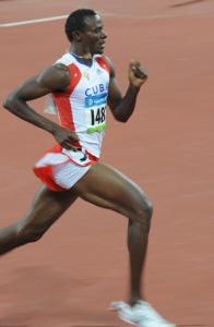 Cuba's Yeimer Lopez runs to win the men's 800m