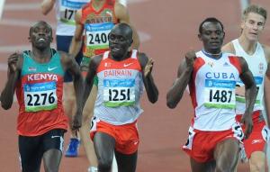 (From L) Kenya's Boaz Lalang, Bahrain's Belal Mansoor Ali