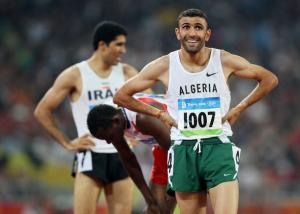 Algeria's Nabil Madi reacts after being qualified for the