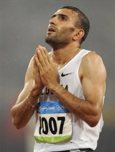 Algeria's Nabil Madi reacts after winning a semifinal of