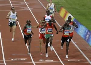 Wilfred Bungei of Kenya (2246) crosses the finish line