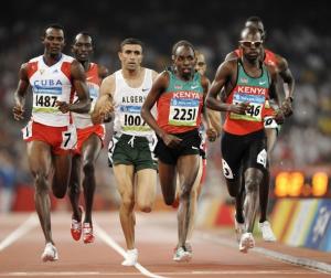 (From L) Cuba's Yeimer Lopez, Algeria's Nadjim Manseur, Kenya's