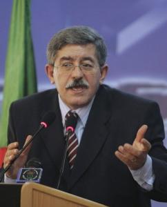 Algeria's Prime Minister Ahmed Ouyahia speaks during a news