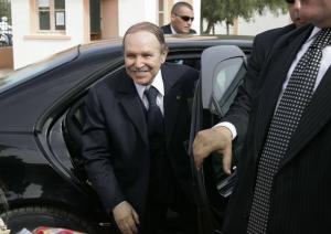 Algeria's President Abdelaziz Bouteflika smiles as he arrives at