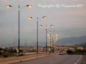 Double voies de la N43, vers Taher,El-milia..Constantine,lumières à la tombée de la nuit!