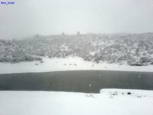 Neige sur le barrage de Boughezoul