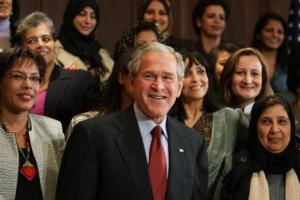 President Bush, center, poses for a photo with 43