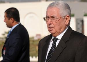 Algerian President of the National Council Abdelkader Bensaleh attends