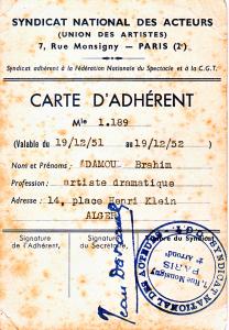 CARTE D'ADHERENT
