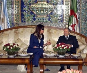 Argentine President Cristina Fernandez, left, talks with Algerian President