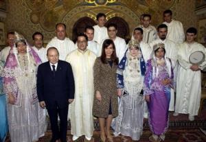 Algerian President Abdelaziz Bouteflika, second left, poses with Argentine
