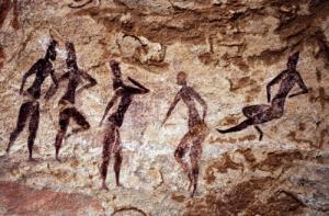 Peintures néolithiques à Jabbaren  les baigneuses