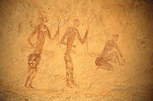 Peinture Rupestre représentant une Scène de Chasse (Région de Jabbaren)