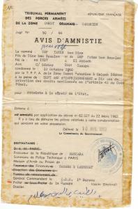 avis d'amnistie de hadj tayeb boucif *** اشعار بالعفو للحاج الطيب بوسيف